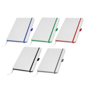 White PU Leather Cover A5 Notebooks Band Bookmark Loop